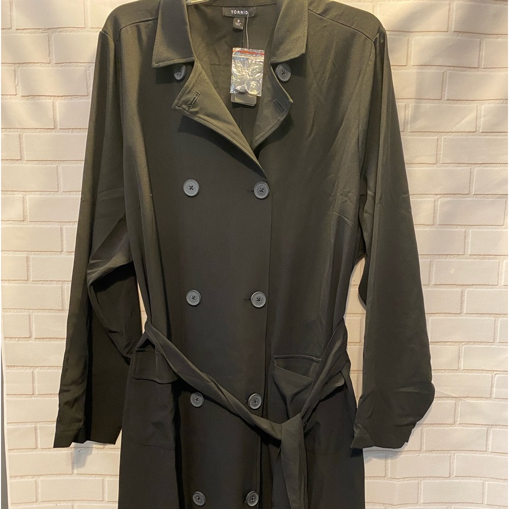 Torrid new studio crepe black trench coat